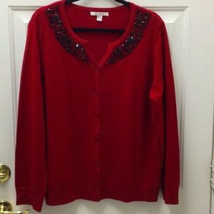 JM COLLECTION JEWELED CARDIGAN XL